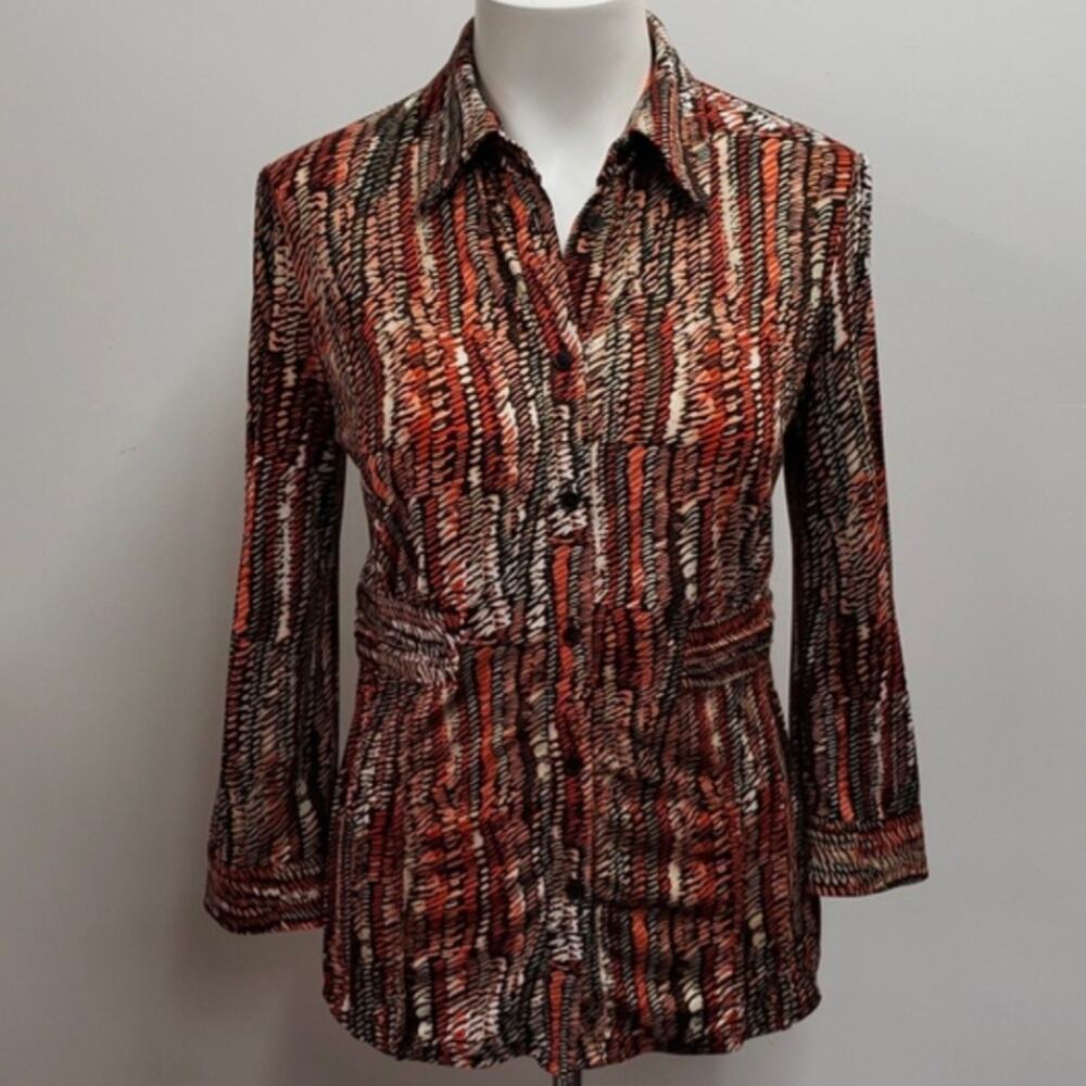 Essentials By Milano Long Sleeve Fitted Shirt Women's Small Whimsigoth Retro
